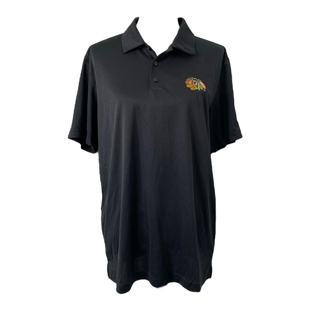 Adidas Chicago Blackhawks Men's Polo Golf Shirt Black Short Sleeve Size Large